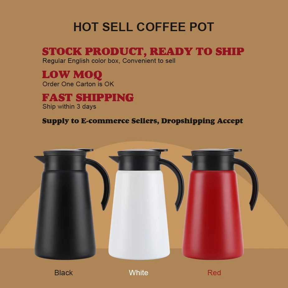 Hot Sales Double Walled Vacuum Insulated Thermal Colorful Water Tea Kettle Stainless Steel Thermos Tea Coffee Pot Carafe