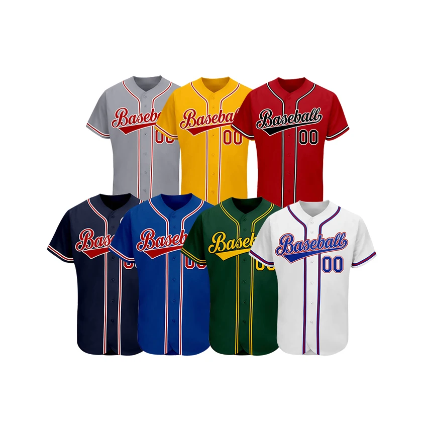 wholesale full sublimation blank v neck vintage baseball stripes t shirt baseball jersey men