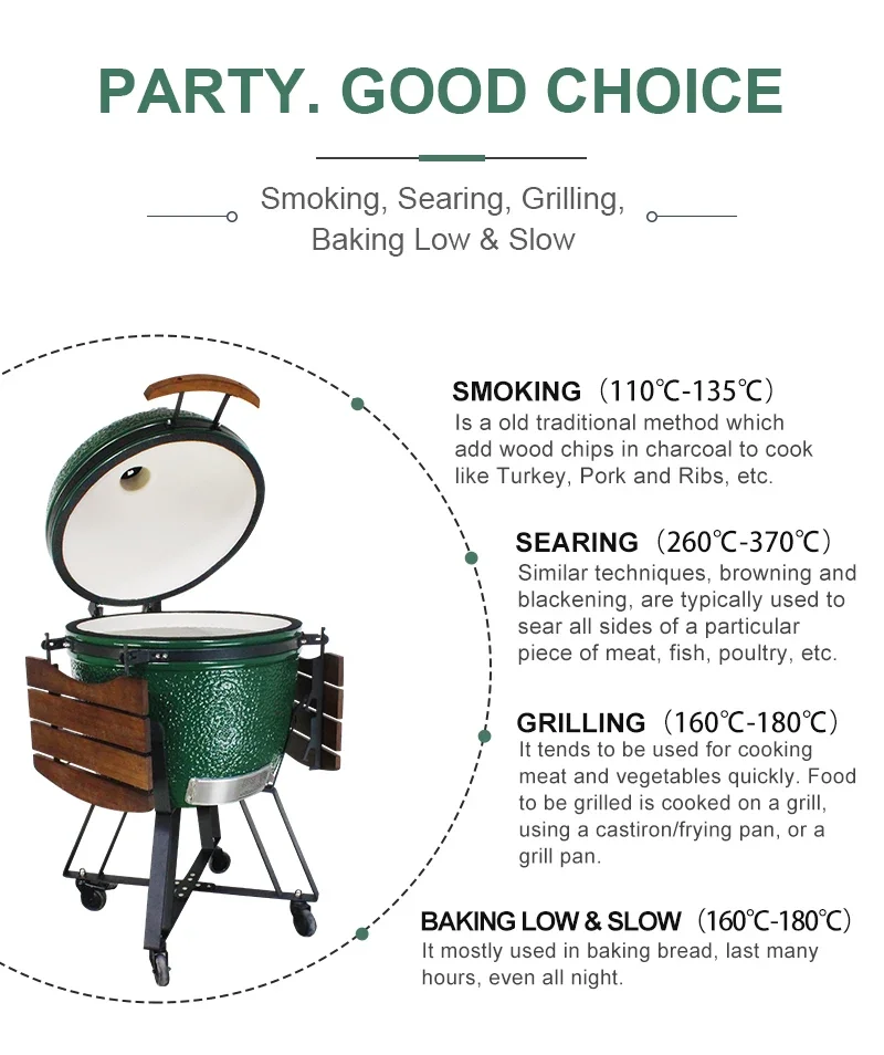KAMADO GRILL 23.5 inch Green Egg BBQ Charcoal Grill Smoker Ceramic Grills Outdoor