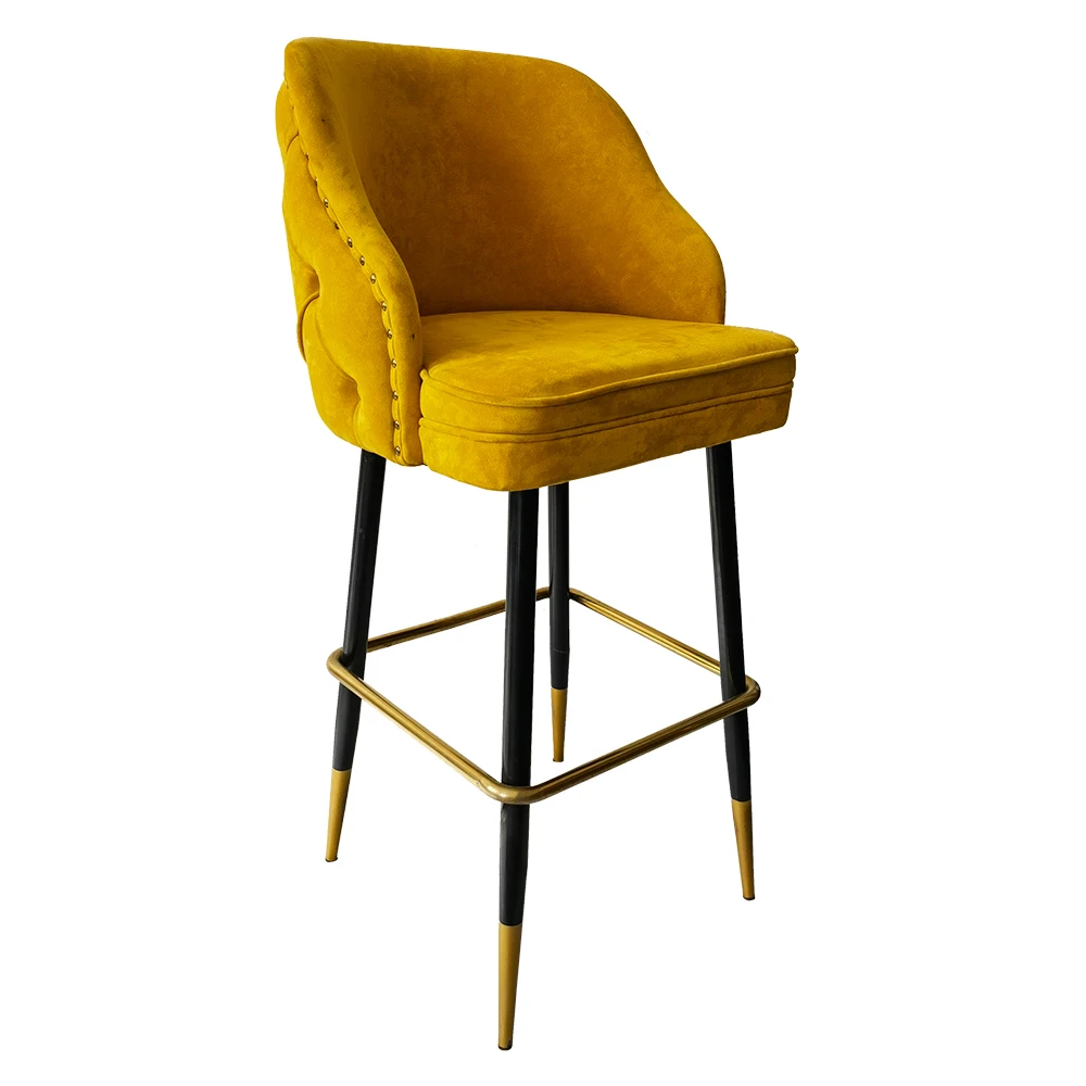 Легкая Роскошная высококачественная мебель для ресторана, металлический коммерческий высокий стул, бархатный барный стул