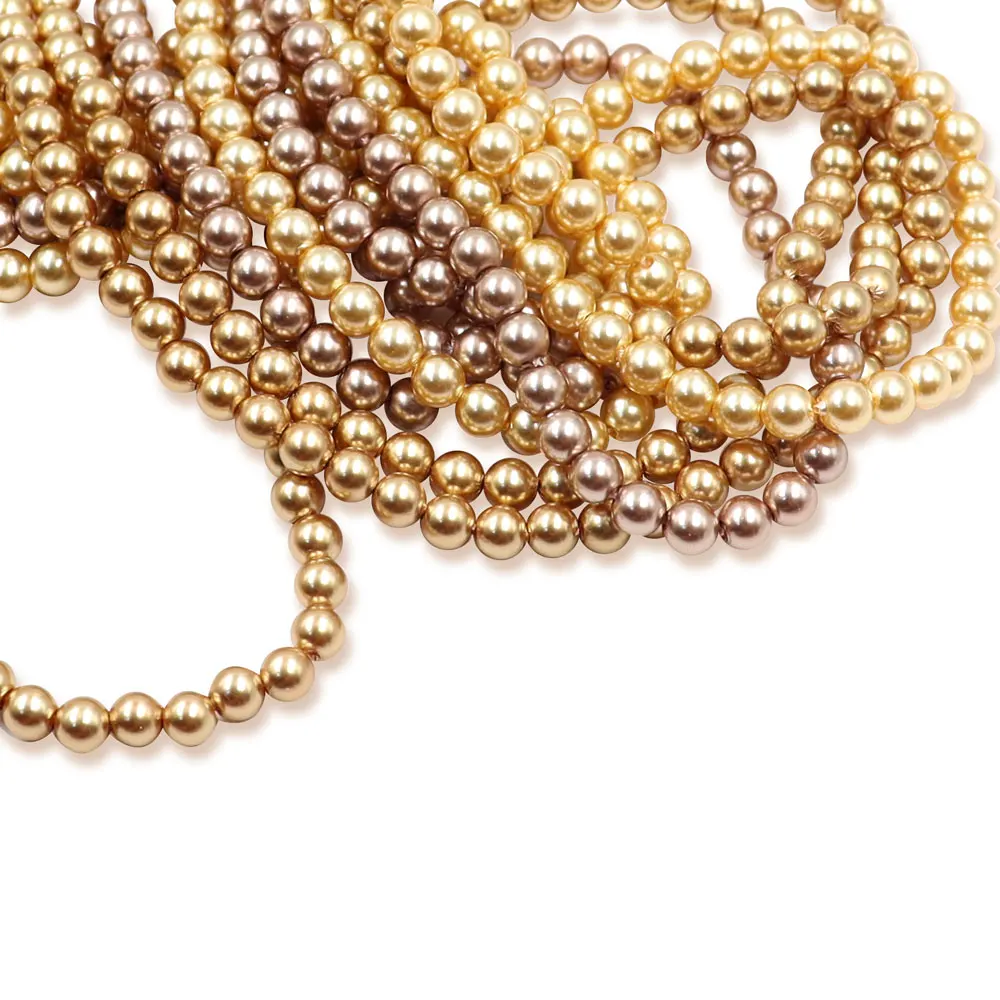2024 China Manufactured High Grade 4mm Gold Pearl Imitation round Beads Small Size Glass Beads for Bag Making Loose Pearls