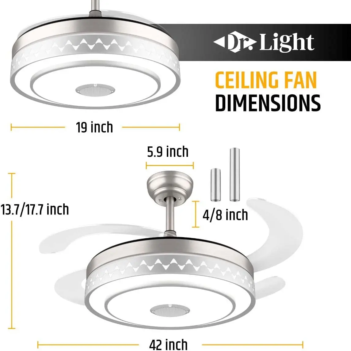 OEM Ceil Fan Light CCT Modern Chandelier Pendant Speaker 2.4G Remote App Color Changing Smart Music LED Ceiling Fan with Light