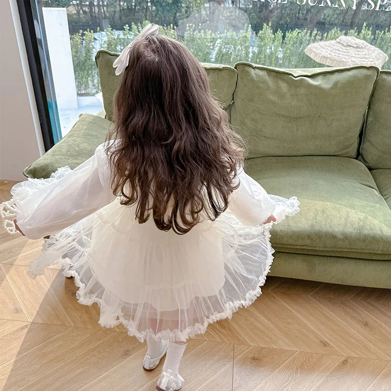 spring autumn kid girls party dress girls long sleeve lace princess dress