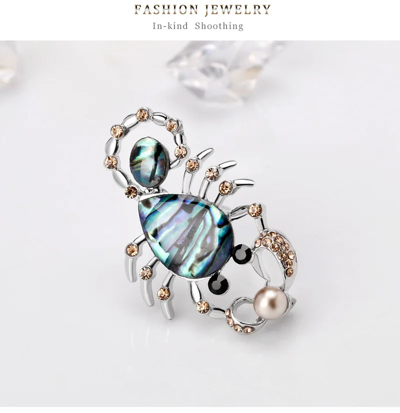
Amazon Hot seller scorpion Stylish shell insect animal alloy enamel pearl Corsage brooches for ladies women girl gift college 