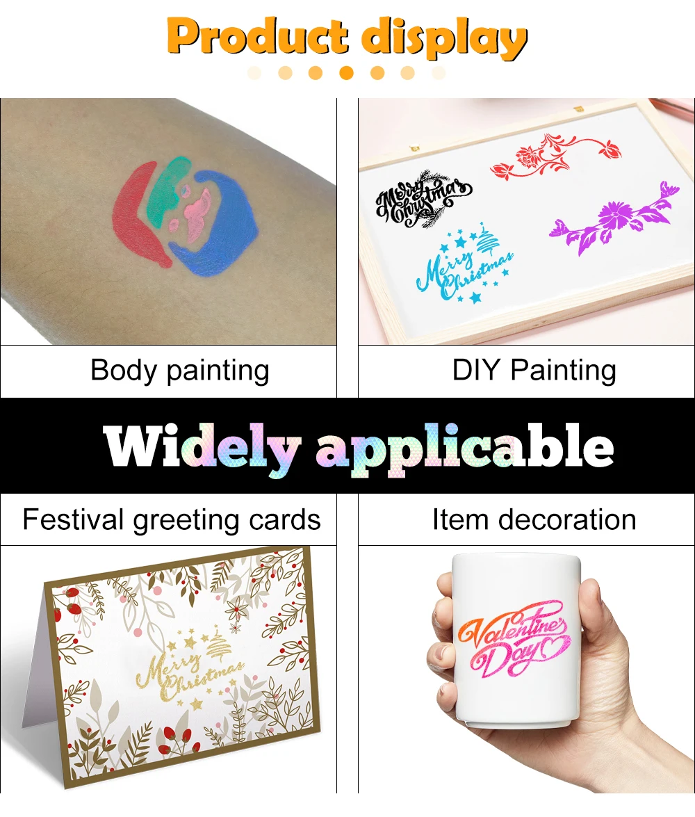 KHY Temporary Stuff Application Brow Airbrush Solution Halloween Paint Skull Flower Tattoo Butterfly For Face Painting Stencil