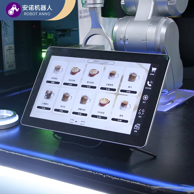 Movable outdoor freshly ground Robot Arm Vending Coffee Car Bar For Coffee 24-hours Automated Commercial