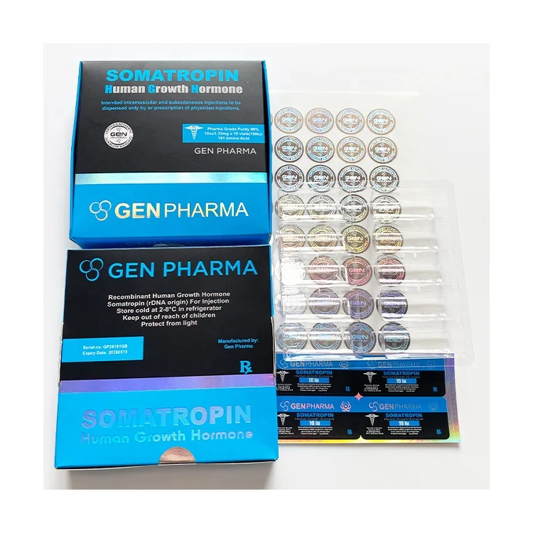 Pharma packaging 11 - H gh bodybuilding injections growthh hormone GEN pharma packaging boxes holographic 2ml 3ml vial labels