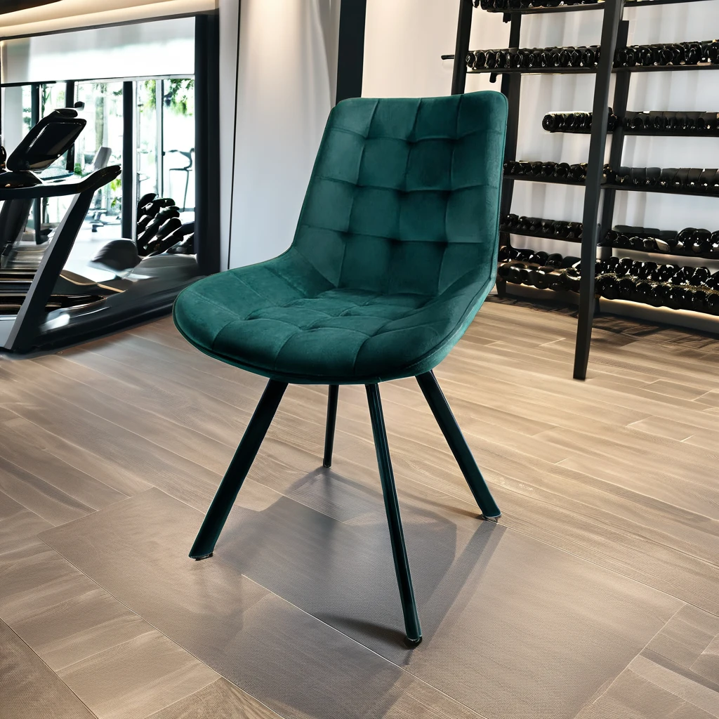 Dining Furniture Upholstered Velour Chair Fabric Upholstery Seat Powder-coated Steel Leg Dining Chair
