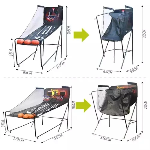 Indoor Outdoor Led Scoring System Arcade Sounds Kids Adults 2 Players Folding Basketball Shot Electronic Arcade Game Machine