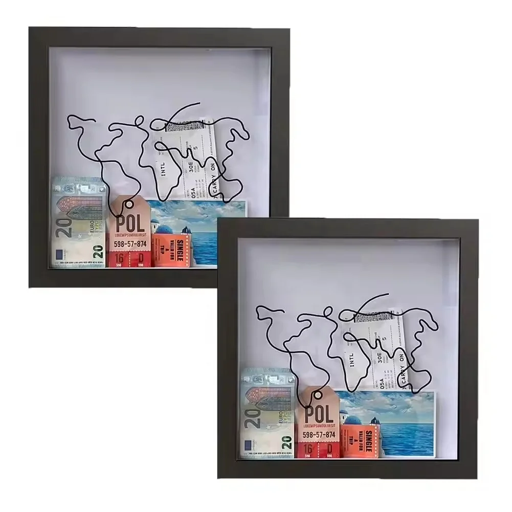 Adventure Archive Travel Shadow Box, Tickets Shadow Box With Slot 6x6 8x8 11.5x11.5 In Memory Boxes, Funny Travel Keepsake Box
