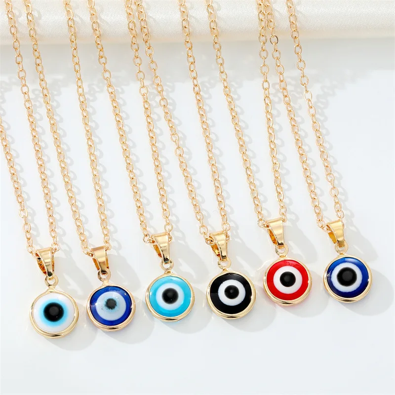 Wholesale Cheap Fashion Small Zinc Alloy Murano mal de ojo Turkish Devil Eye Necklace Gold