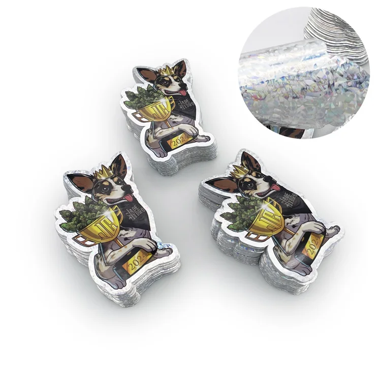 Self Adhesive UV Waterproof Crackle Laser Sheets Sticker Clean PVC Label Die Cut Vinyl Stickers