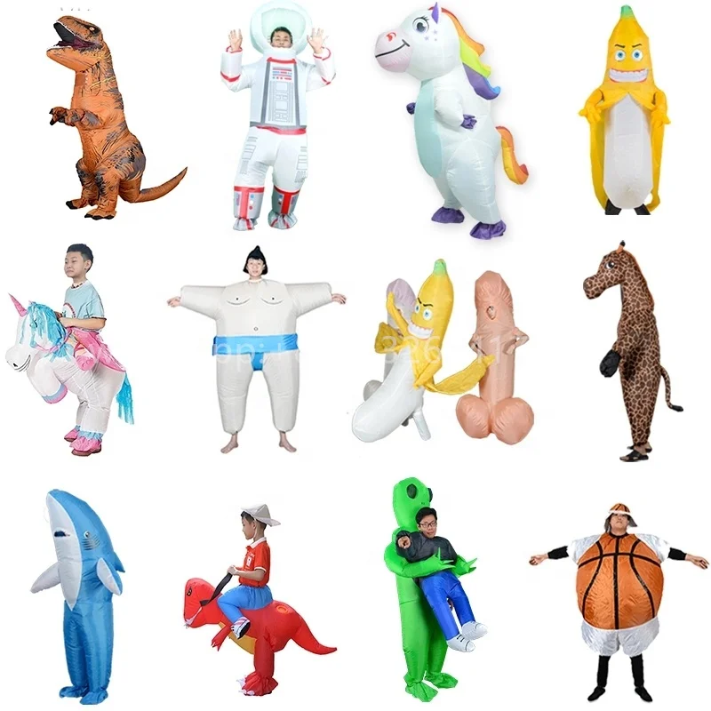 Inflatable Costume Alien Sumo Basketball Pika Bulldog Bananna Shark Cosplay Dinosaur Funny Dress