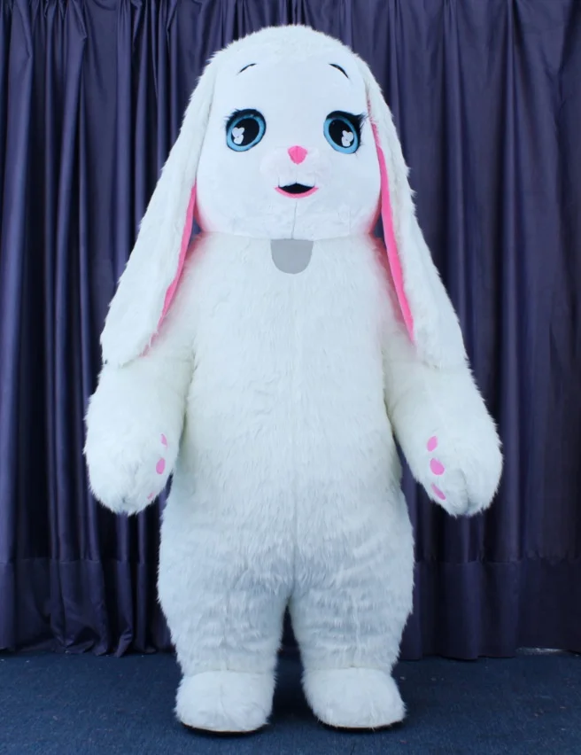 Adult Cute Easter Bunny Costume Inflatable Rabbit Mascot Costume Cosplay Furry Suits