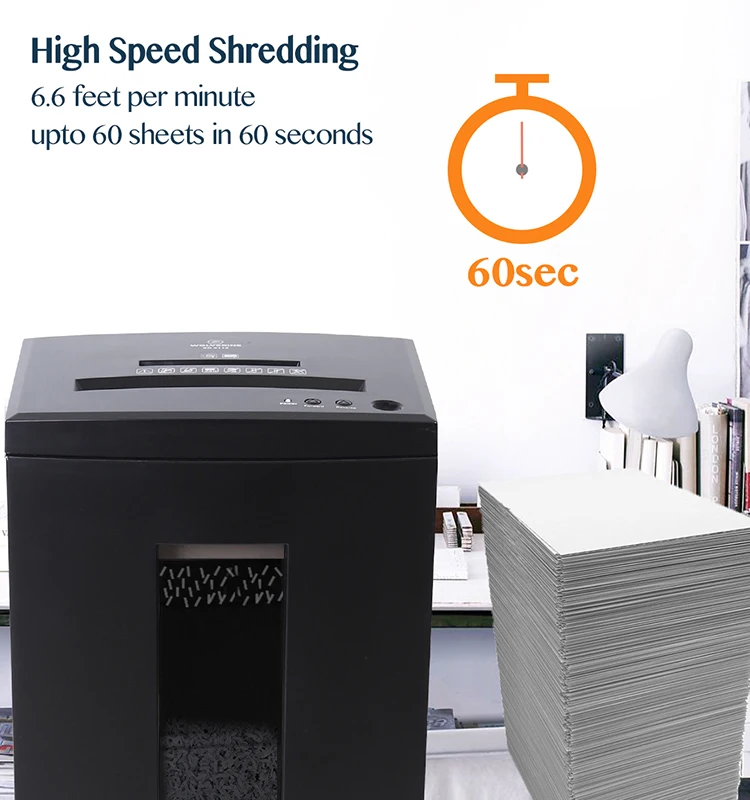 WOLVERINE 10-Sheet 40 Mins Running Time Cross Cut Paper shredder for  Home Office  Heavy Duty High Security Level P-5 Black