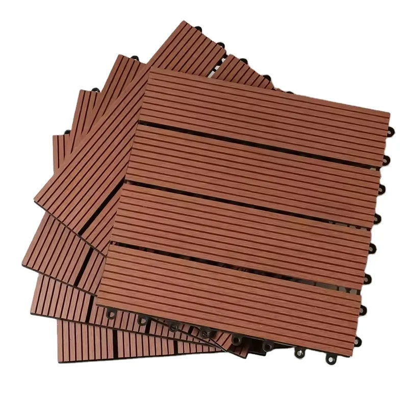 Contemporary WPC Outdoor & Indoor Decking Tiles Smooth Waterproof Wood-Plastic Composite Flooring for Garden Application
