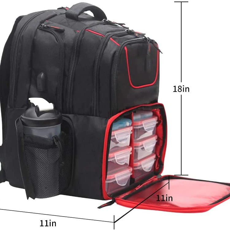 Fitness Meal Prep Backpack Insulated Waterproof Cooler Lunch Large Computer Compartment Bodybuilding Bag custom meal prep box