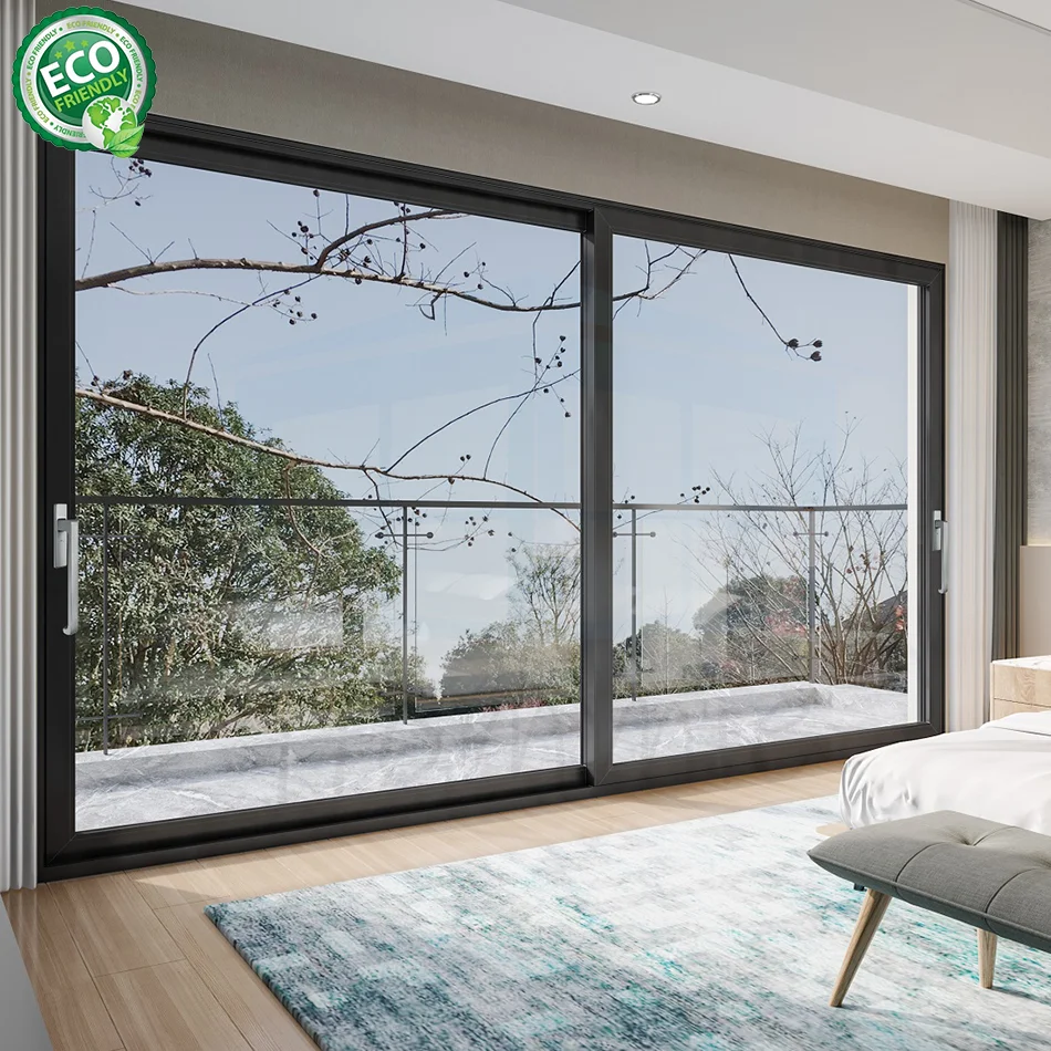 Tempered Glass Panel Sliding Doors Factory Price Big Glass Aluminum Double Glass Modern Sound Insulation Proof Lift Sliding Door
