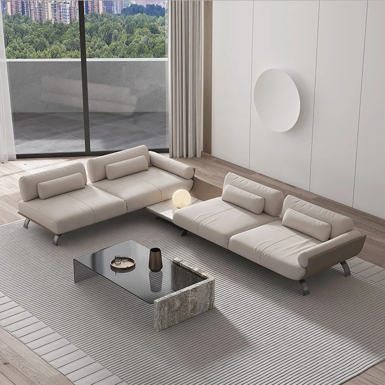 Modern  fancy glass coffee table living room natural stone and glass coffee table