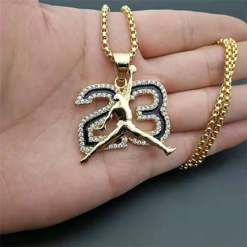 Yiwu Meise XX0491 Hip Hop Jewelry Diamond Jordan 23 Pendant Stainless Steel Pendant Hip Hop Pendant