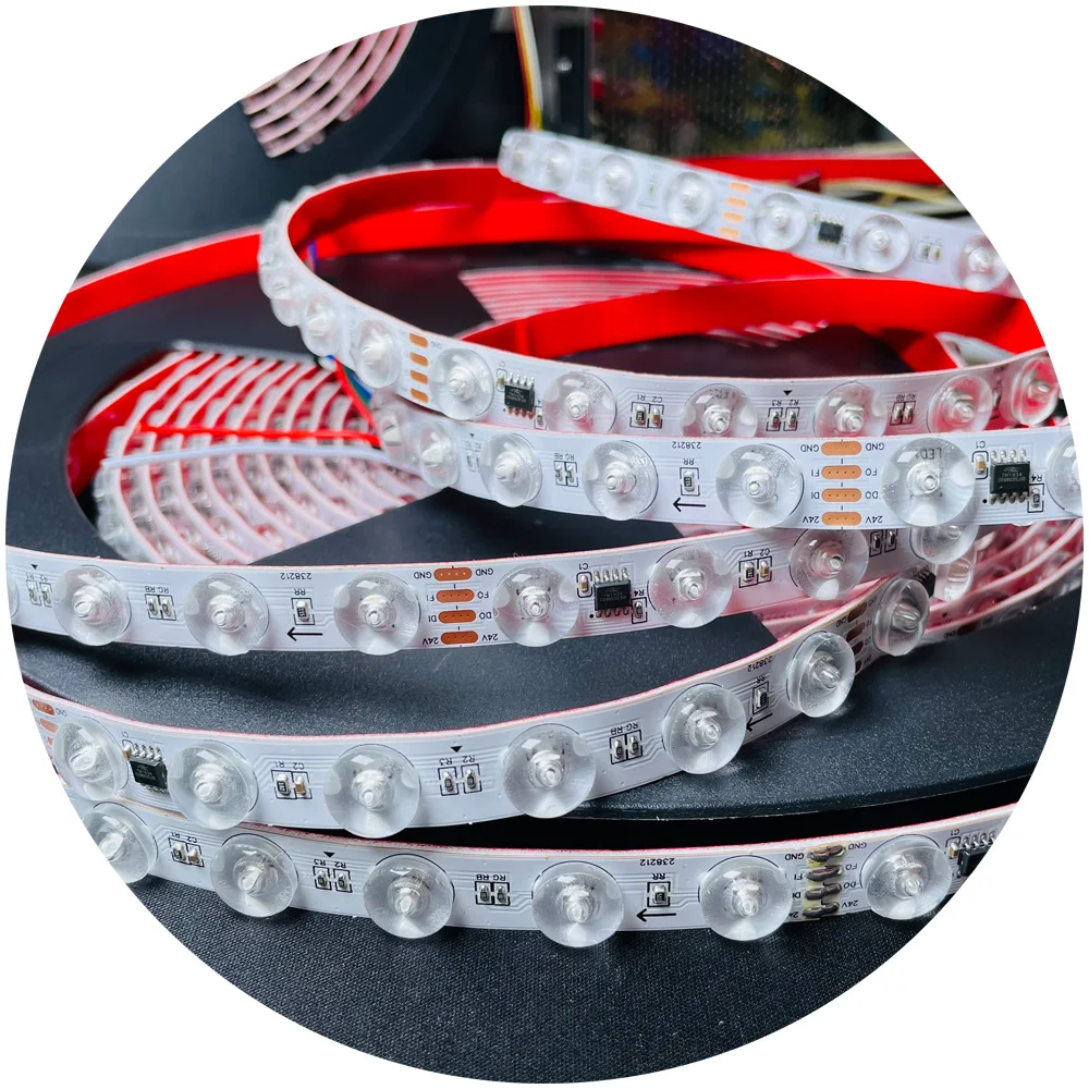 48 светодиодов цифровое Программирование DC24V RGBIC волшебный цвет водонепроницаемая умная Светодиодная лента с оптическими линзами 170 градусов для алюминиевого профиля