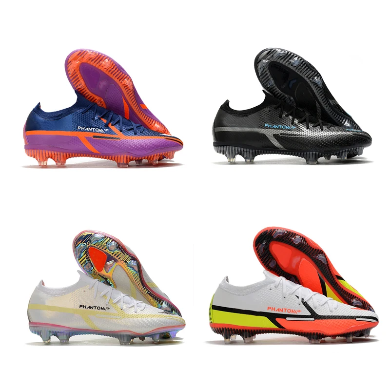 Fashion high quality rubber nylon knitting breathable football shoes football soccer boots shoe AG MG football  shoe