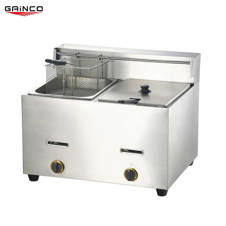 Gainco Two Tanks commercial gas fryer fritadeira industrial friteuse gaz petite two compartment gas fryers