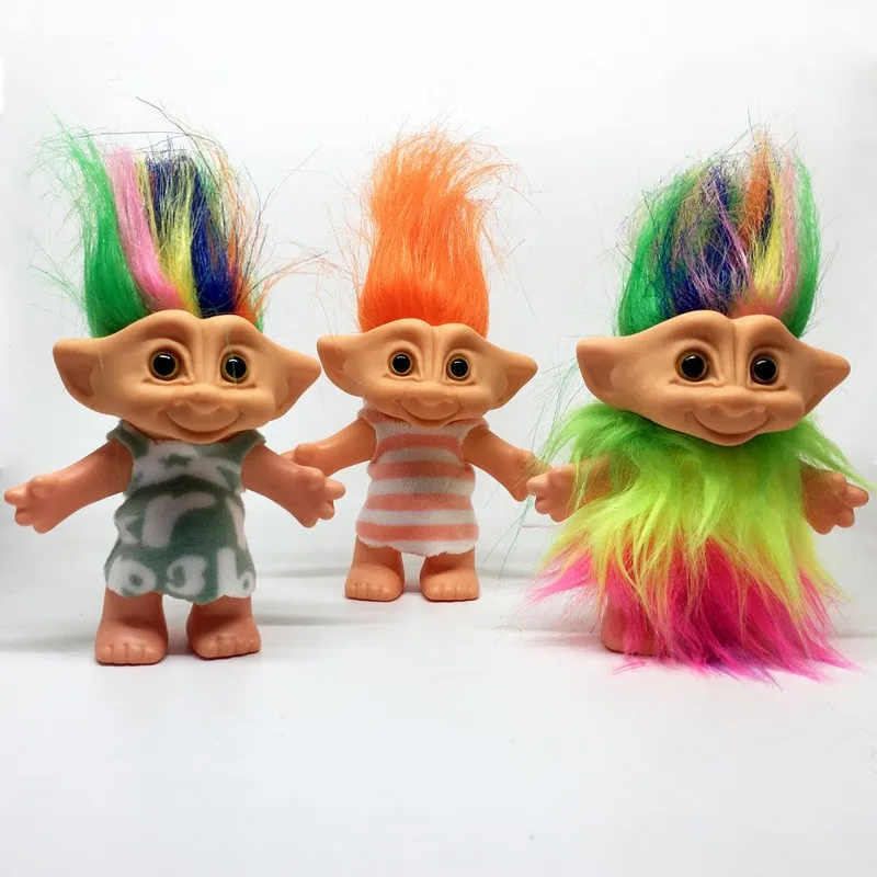 Wholesale Funky Toy Vinyl Long Hair Hairy Kid Ugly Baby Retro Dress Troll Doll Educational Toys for Kids