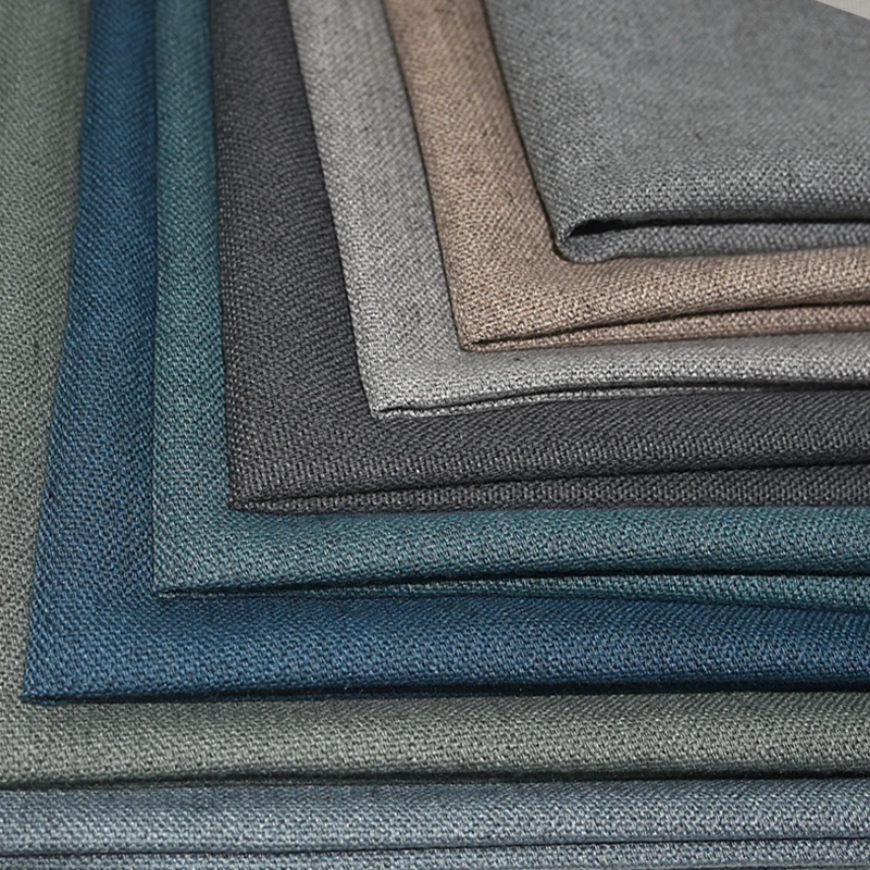 Hotel office Darkening Drapes fabric noise Reducing Heavy Linen look Blackout Window Home Textile polyester fabric for Curtains