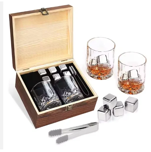 wholesale whisky rocks 2 old fashioned glasses granite chilling whiskey stones gift set in wooden box for men anniversary