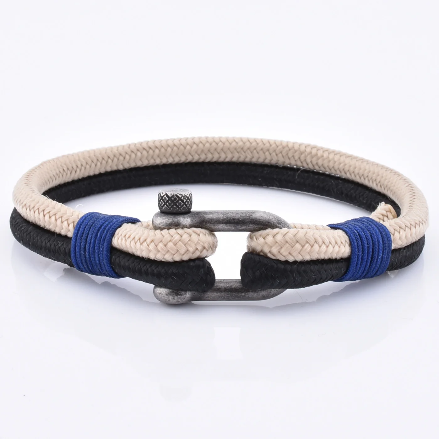 OEM fashion jewelry bracelet factory direct cheap price double layer rope bracelet with stainless steel shackle