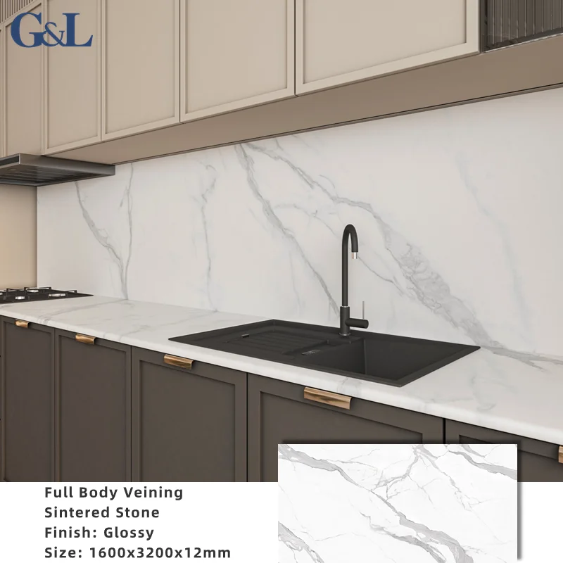 Hot Sale 1600*3200*12 Whole Body Sintered Stone Slabs Floor Tile Big Size Full Body Veining Sintered Stone