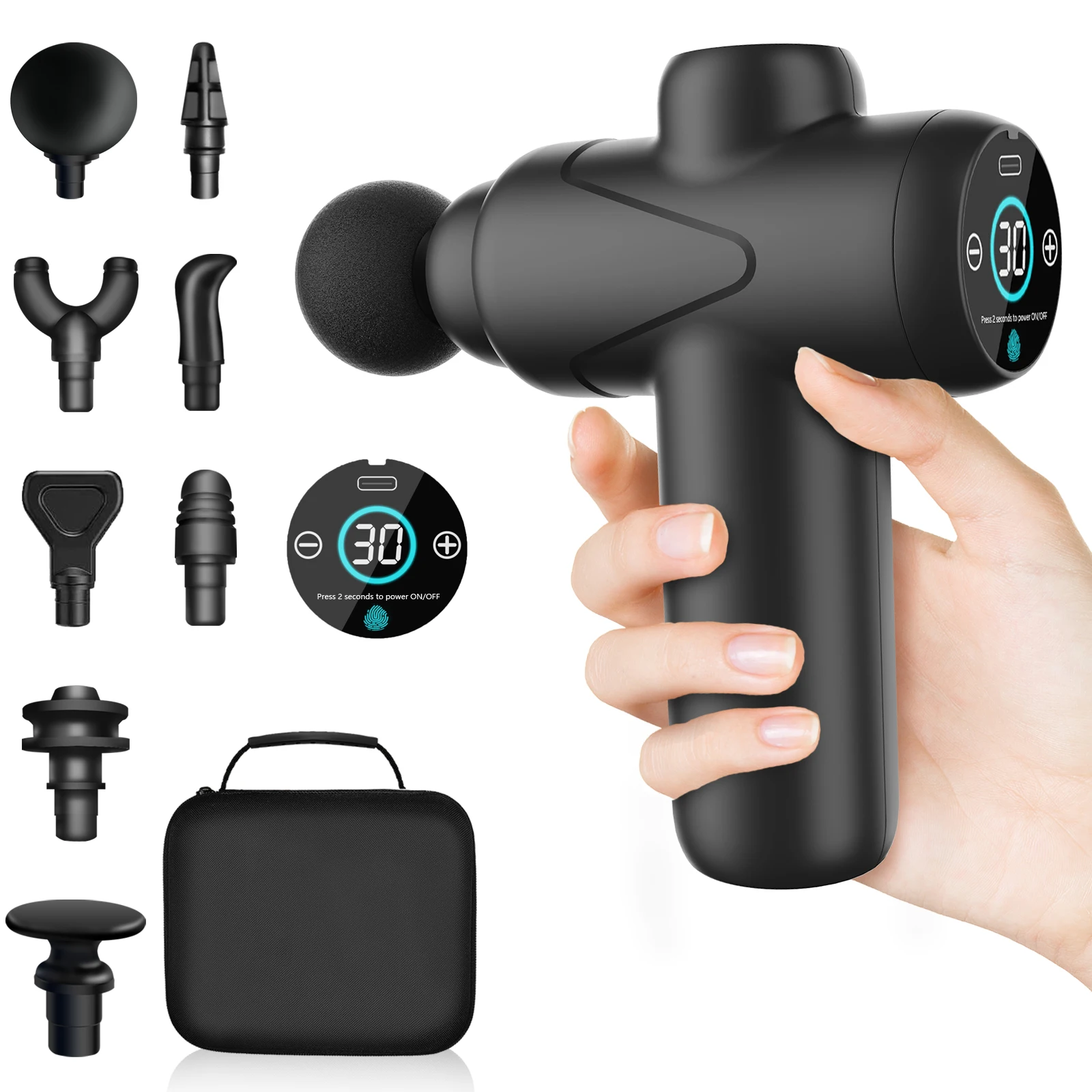 Mini Massage Gun Cordless Handheld Deep Tissue Muscle Massager 30 Speeds Vibration Percussion Massage Device Super Quiet