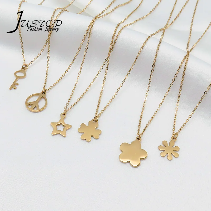  Simple pendant cute jewelry stainless steel gold flower