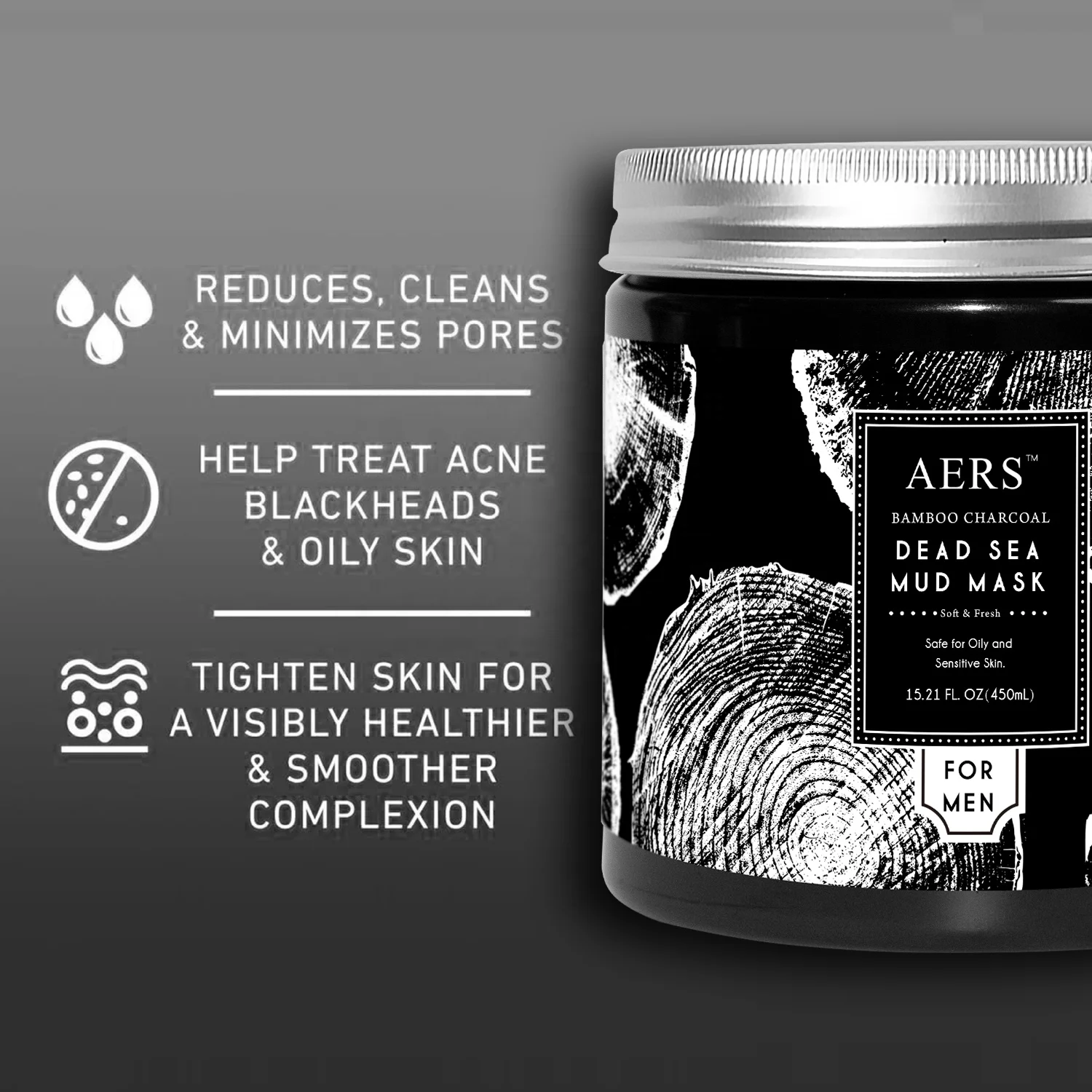 Customizable Dead Sea Mud Mask 450ml - Black Theme, Professional Design Services, MOQ 1000