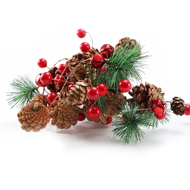 led christmas lights pine cones pine needles bells red fruit decoration lights string battery indoor string lights