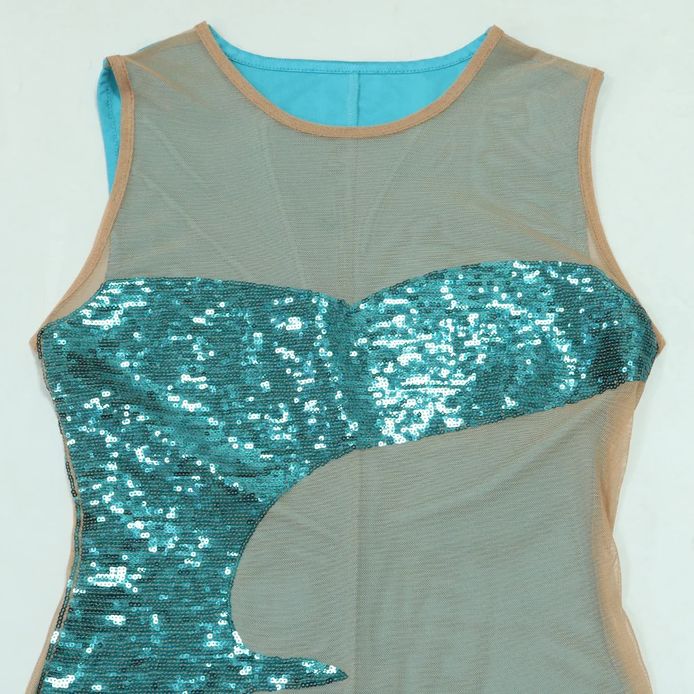 C13186 - trending sleeveless mesh transparent sequin o neck bodycon sexy women dress party