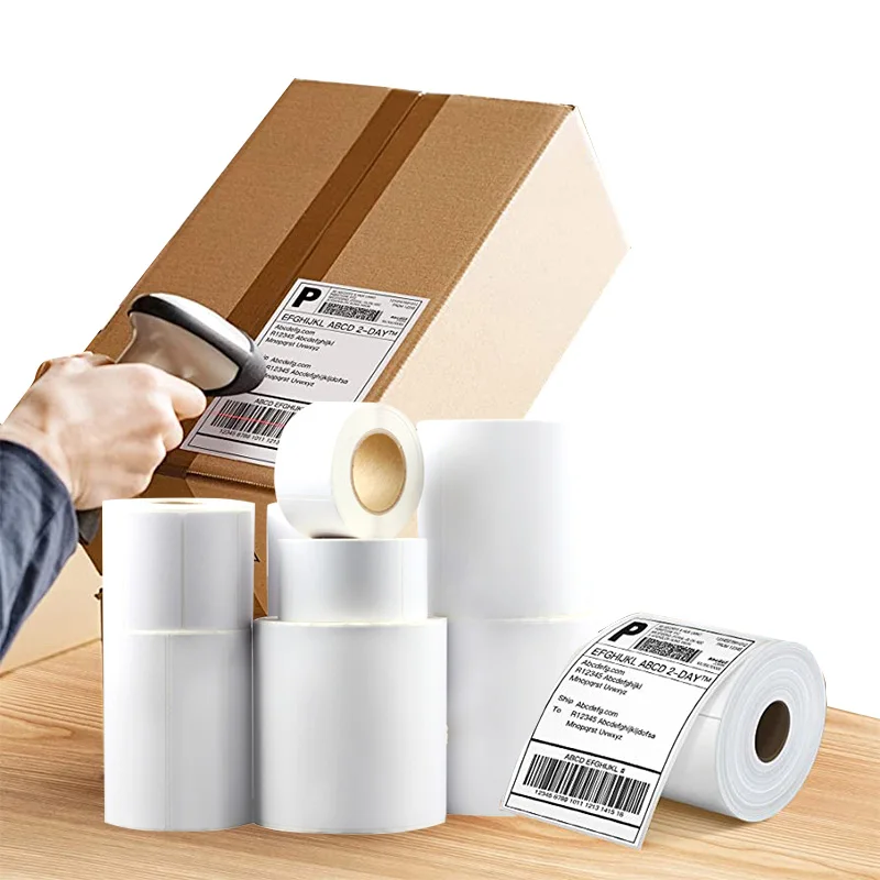 4x6  4xl   50 X 30 58x40 75*50 100x150 Fanfold Transparent Shipping Permanent Hotmelt Adhesive Eco Coated Direct Thermal Labels