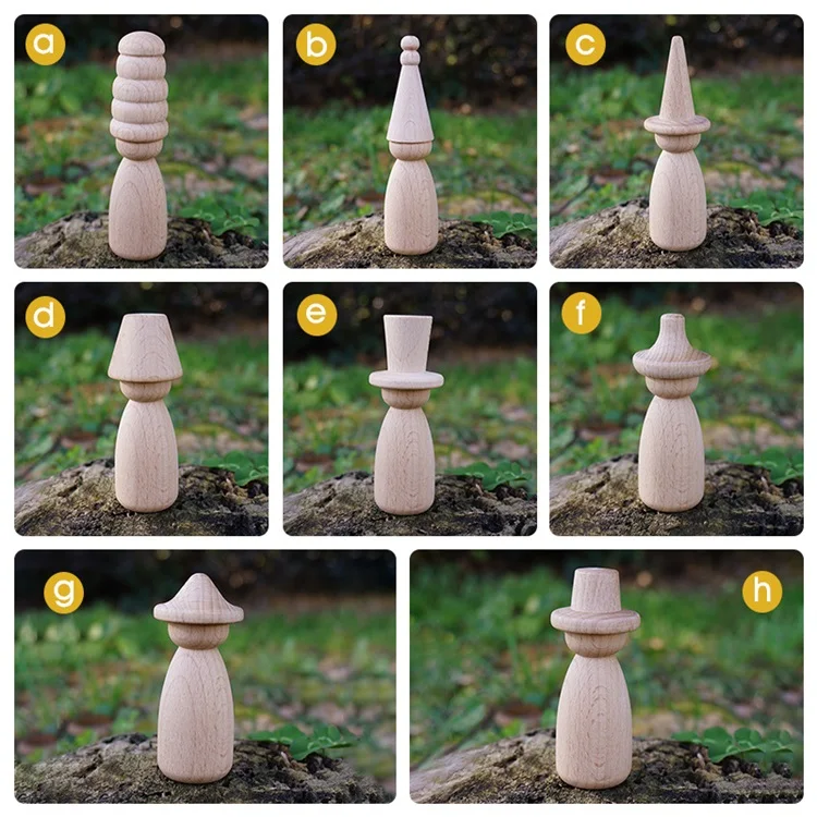 New Hat Changing Wooden Man Unfinished Wooden Peg Doll Bodies beech wood People Shapes mixed styles For Arts Crafts
