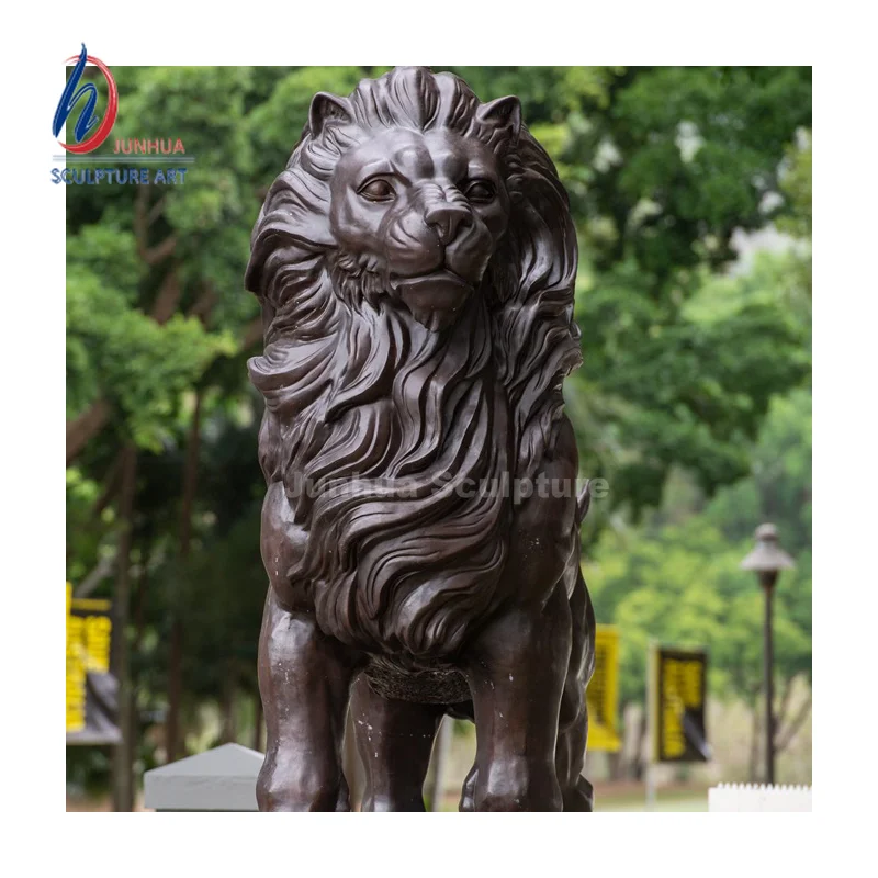 Brass Lion Statue in Golden Antique Colored  Home Decor