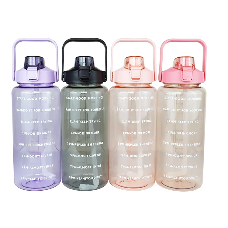 New Hot sale 2024 BPA Free Travel Glass Straw PP Plastic Leak Proof Motivational Water Bottle With Custom Logo