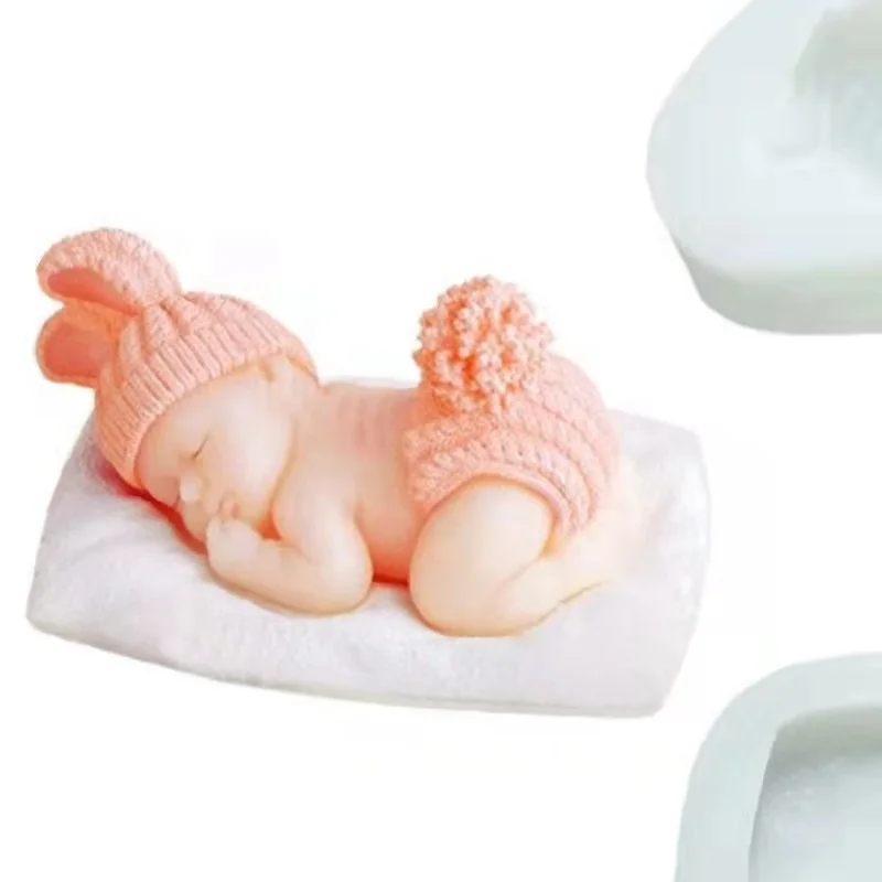 DM693 Creative Sleeping Baby Silicone Mould Craft Baby Shower Birthday Party Liquid Handmade Soap Mold For Handmade Gifts