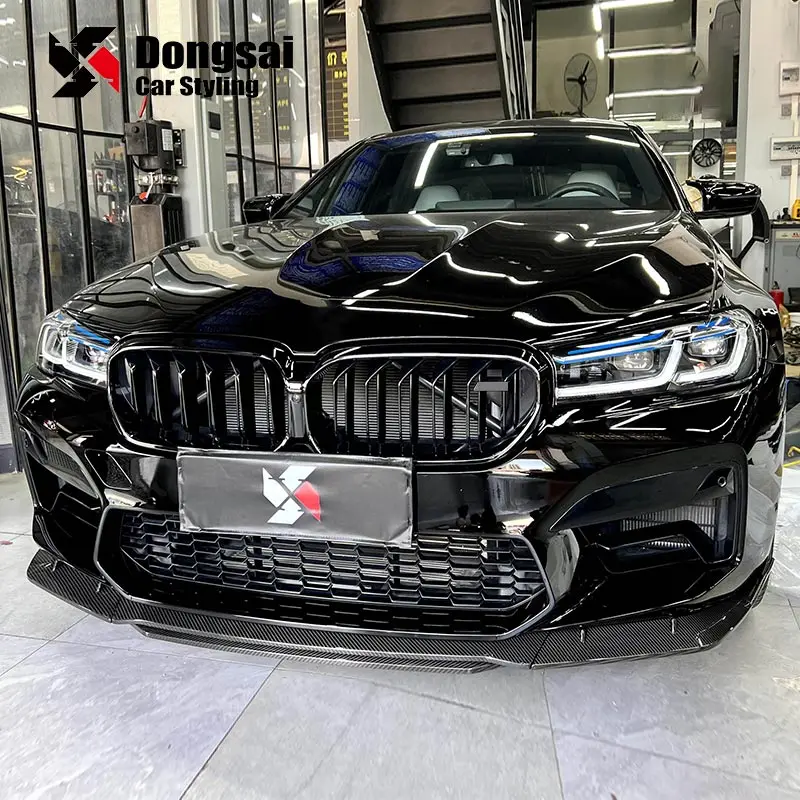 Lip Front Bumper Rocker Winglet Splitter MT Style Dry Carbon Chin Spoiler for BMW M5 F90 LCI 2021+ Black Standard Carton Box