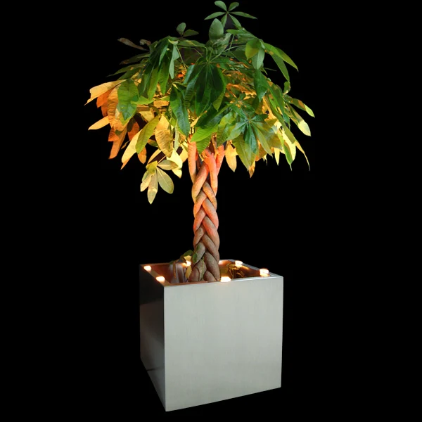 Big Trapezoidal Round stainless steel plants flower pot with LED home and garden holiday ceremony deco