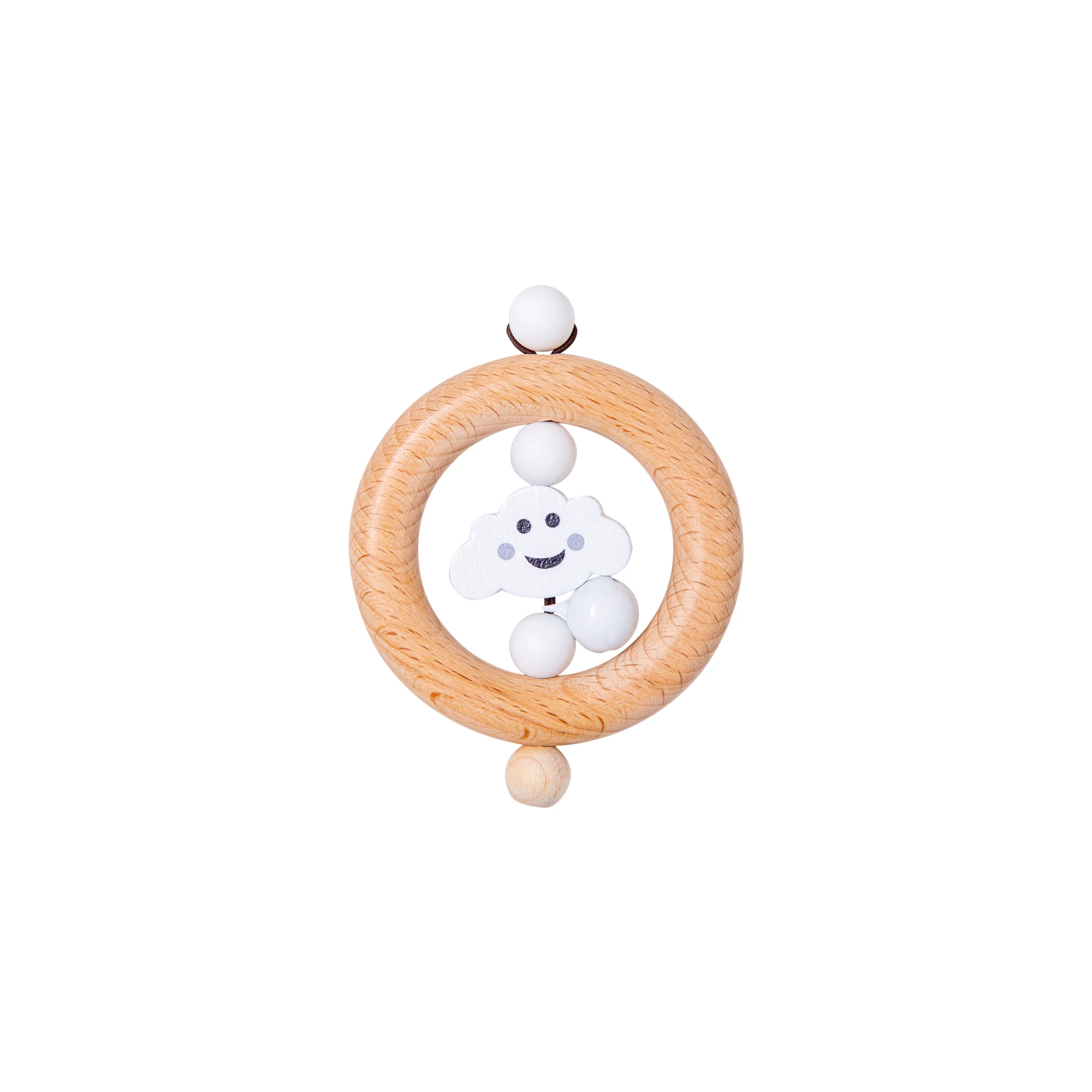 Wooden Ring Silicone Bead Baby Teeth Soothing Toy Rattle Teething Toy Wooden Rattle