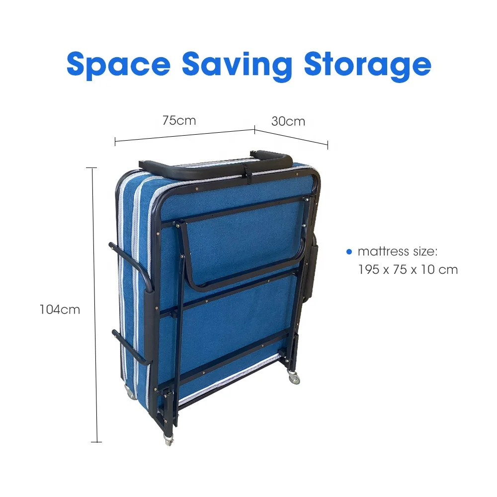 Factory customize Online hot selling office hotel folded beds rollaway portable folding foldable guest bed hotel extra metal bed