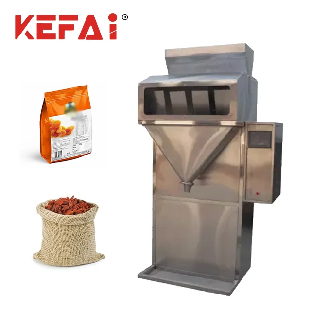 KEFAI Cheap Sample Machine Semi Automatic 2 Head Double Hopper 2KG Granule Weighing Filling Machine