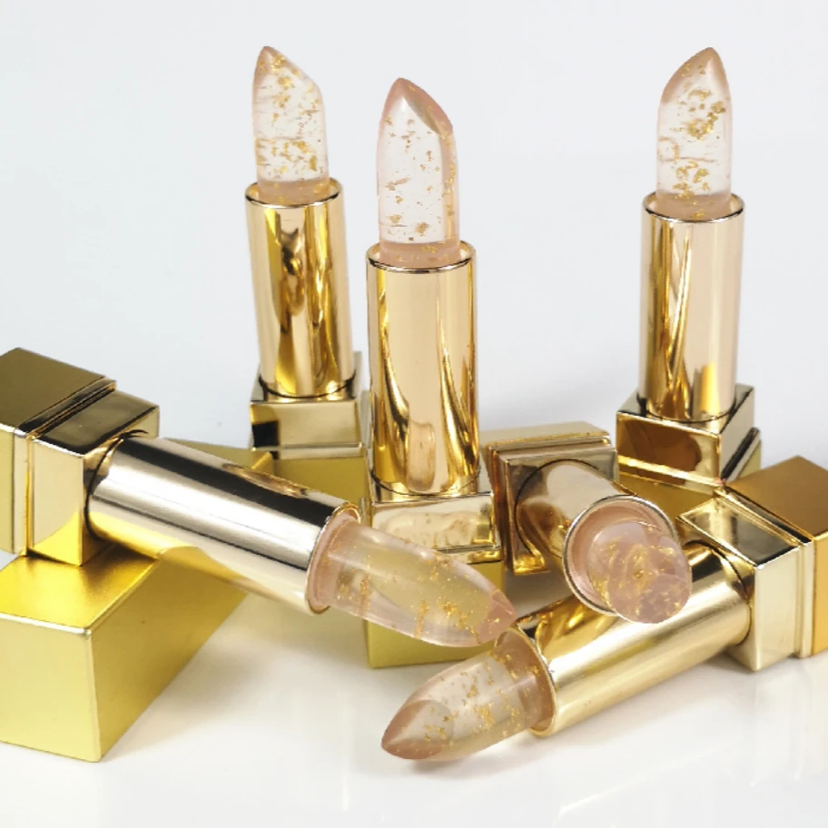 Newest Private Label Makeup transparent lipstick with gold foil