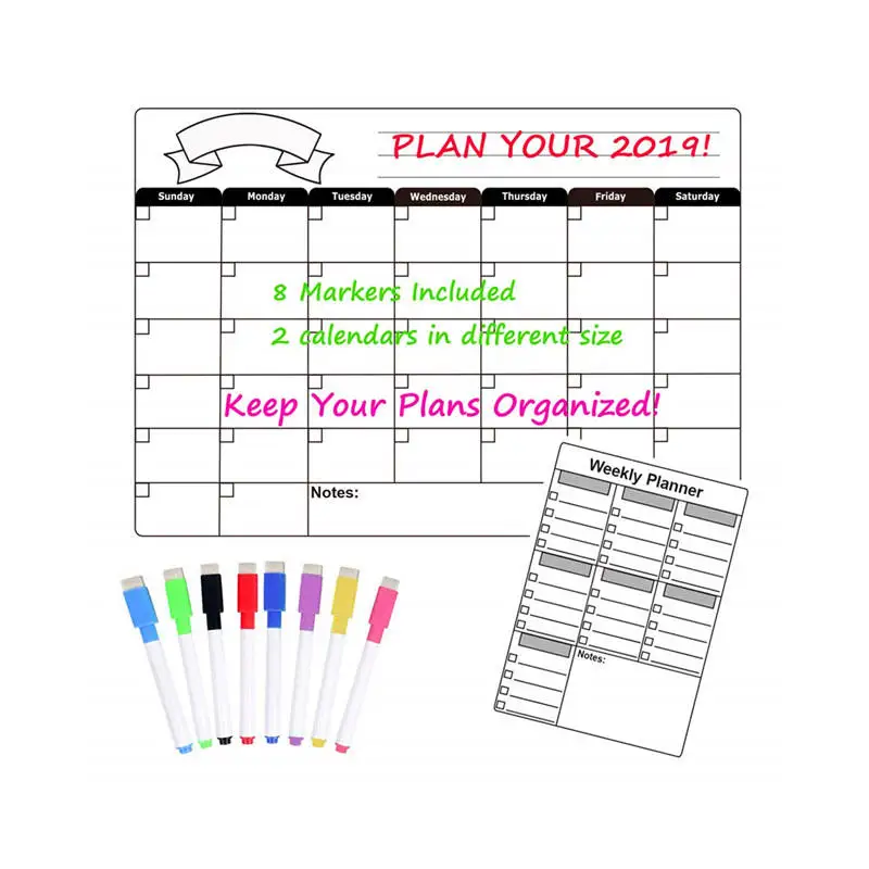 Recording Schedule Whiteboard Monthly Planner Magnet Custom Magnetic Dry Erase Calendar For Fridge