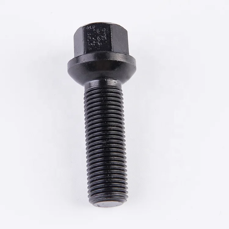 BOTRAK 20pcs 42mm R14 ball radius seat black extended wheel lug bolts M14x1.5